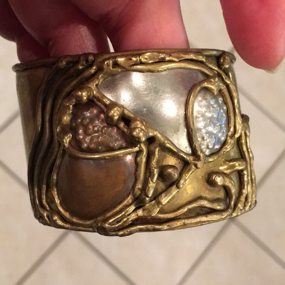 Vintage brass copper cuff bracelet boho brutalist​
